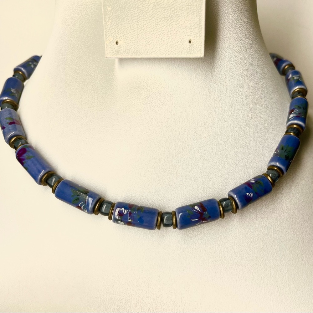 Rare Art Multicolor Hand Made Choker Necklace 16” Long, SHE 5